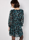 Ditsy Floral Chiffon Ruffle Dress, Green, large