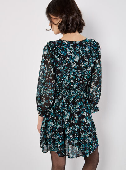 Ditsy Floral Chiffon Ruffle Dress