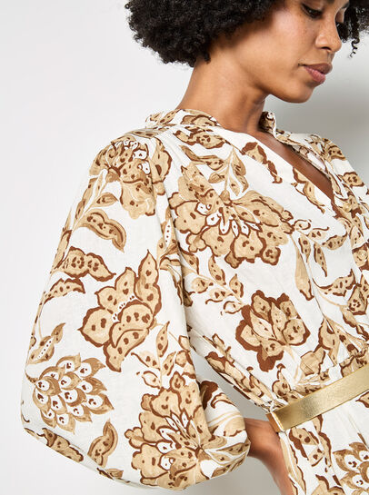 Painterly Sarasa Floral Mini Dress