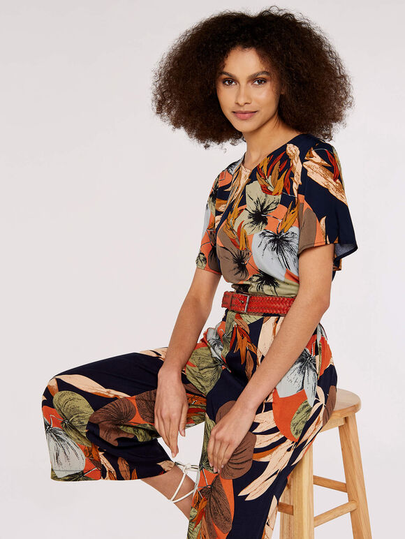 Lily Petal Button Top, Navy, large
