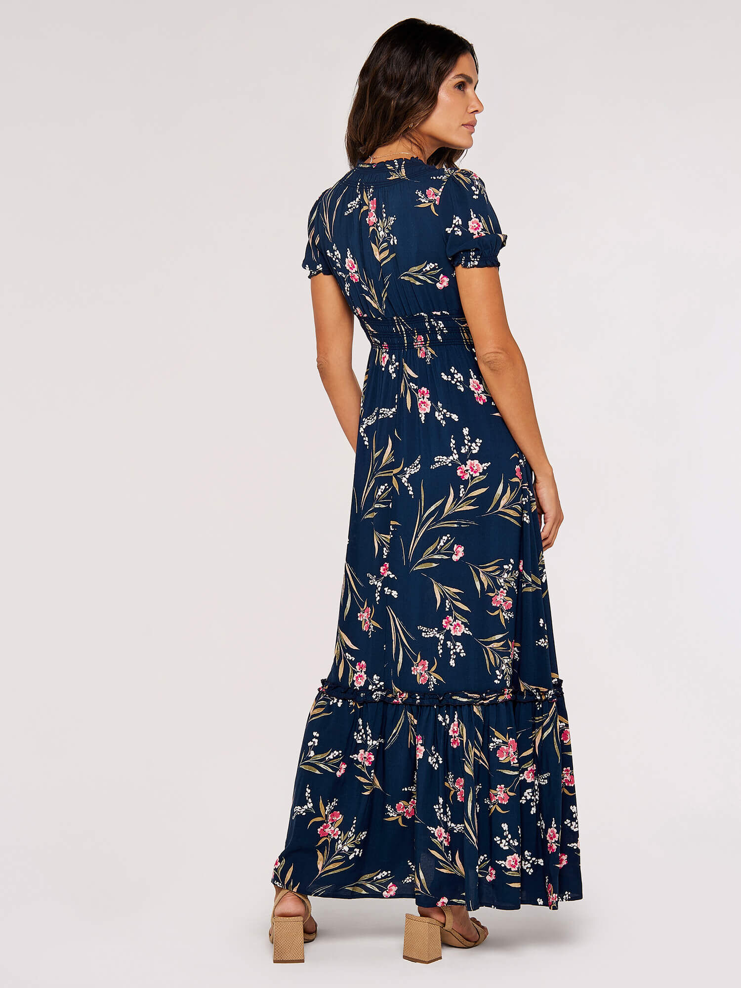 Watercolor Floral Maxi Dress Apricot Clothing