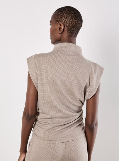 Mini Dogtooth High Neck Ruched Top