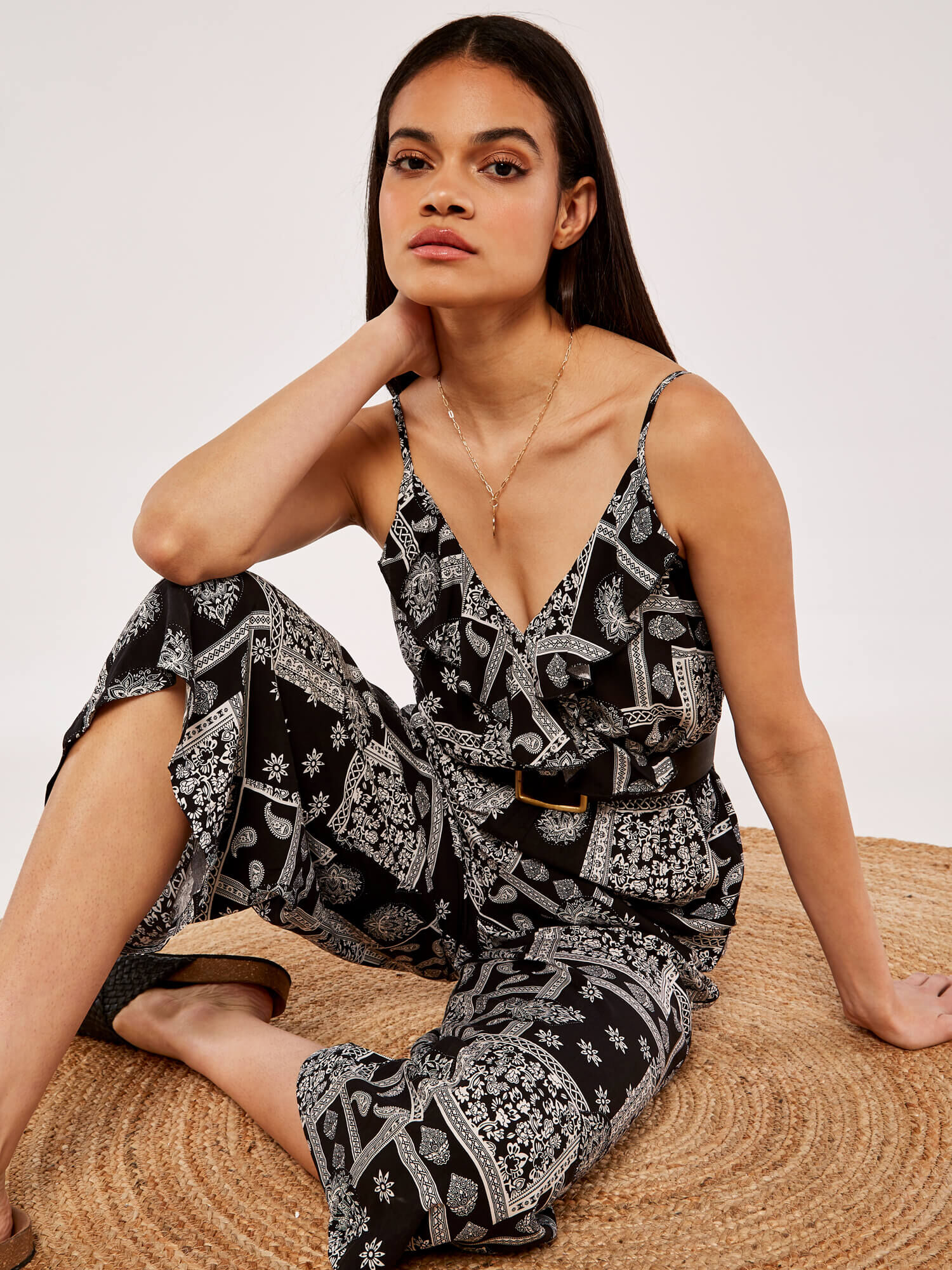 Apricot black jumpsuit hot sale