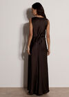 Satin Lace Maxi Dress, Brown, large