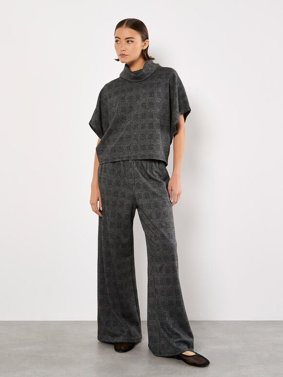 Check Print Batwing Top, Grey, large
