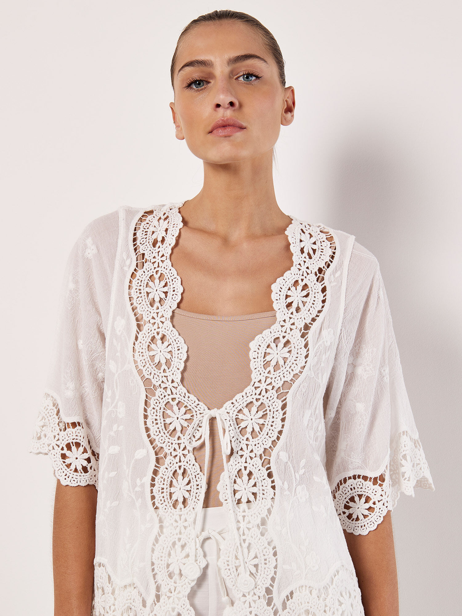 Lace sleeve cover up top