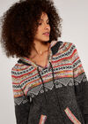 Aztec Knitted Hoodie, Grey, large
