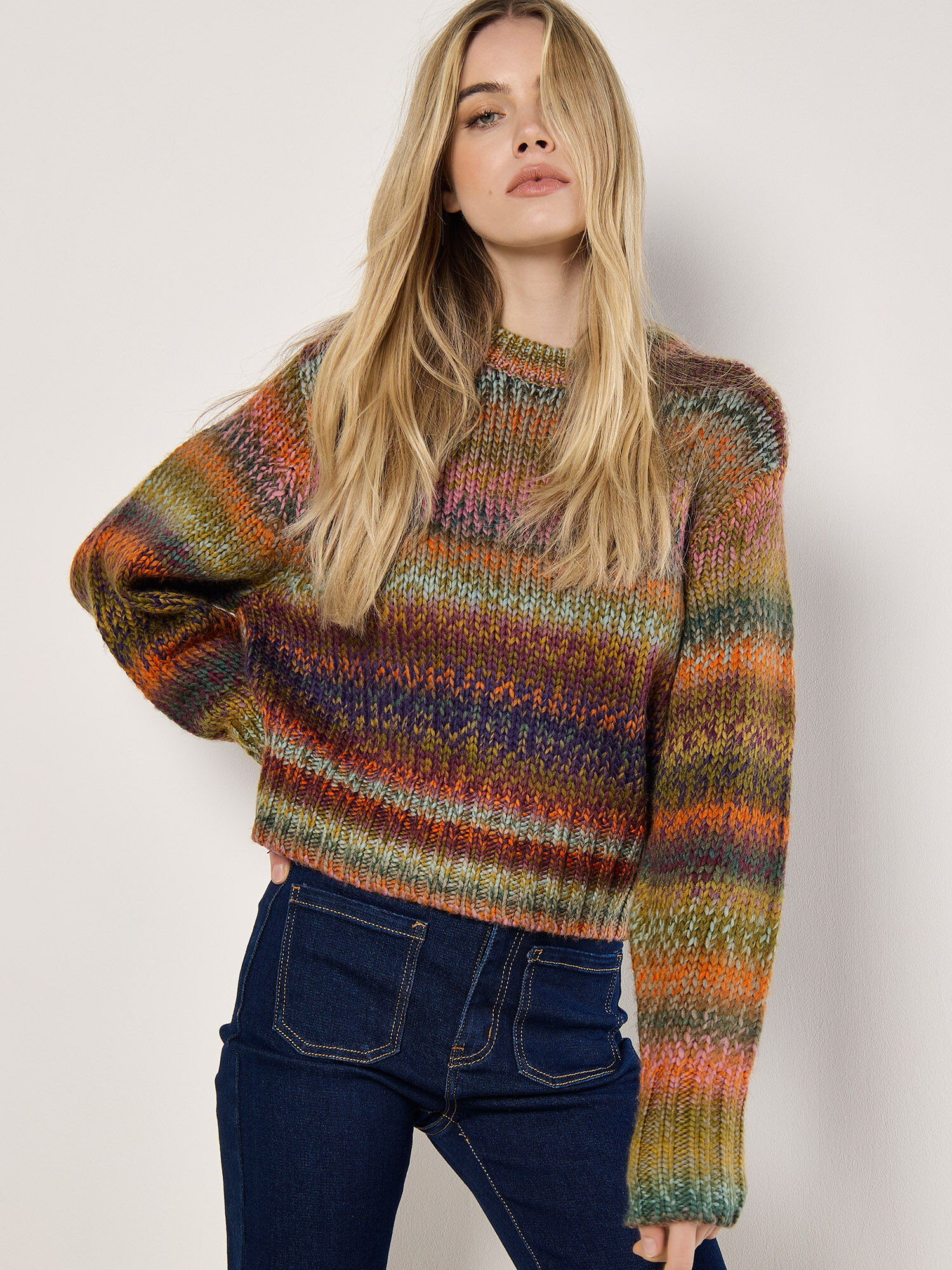 Chunky Knit Tonal Stripe Jumper | Apricot Clothing