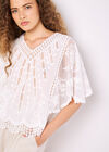 Embroidered Cotton Mesh Top, White, large