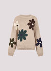 Embroidered Flower Jumper, Stone, large