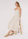 Panel Linen Midi Dress, Cream, large