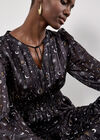 Constellation Shimmer Satin Midaxi Dress, Black, large