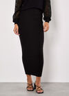 Ribbed Knit Maxi Skirt, Black, large