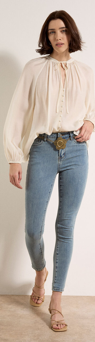 Sienna Slub Cotton Blend Skinny-Fit Jeans