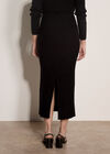 Ribbed Knit Midi Pencil Skirt, Black, large