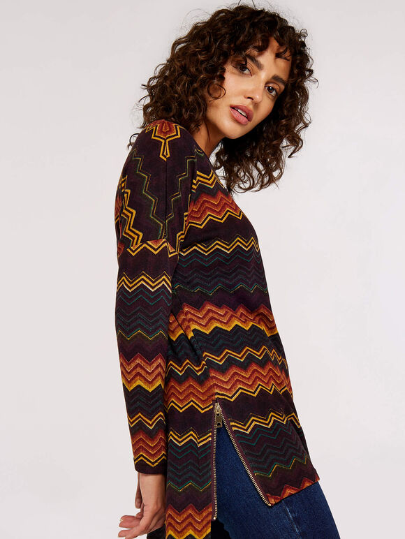 Chevron Side Zip Top, Mustard, large