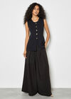 Ribbed Knit Waistcoat, Black, large