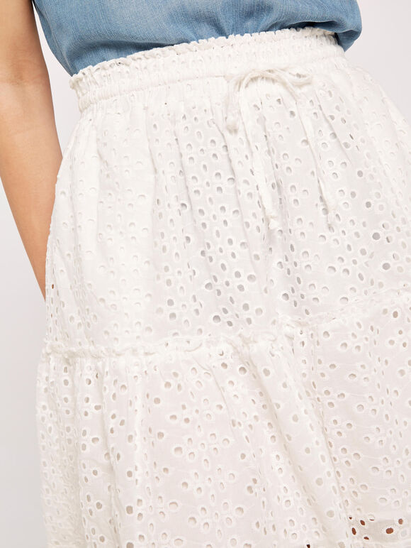 Tulle Tiered Skirt, White, large