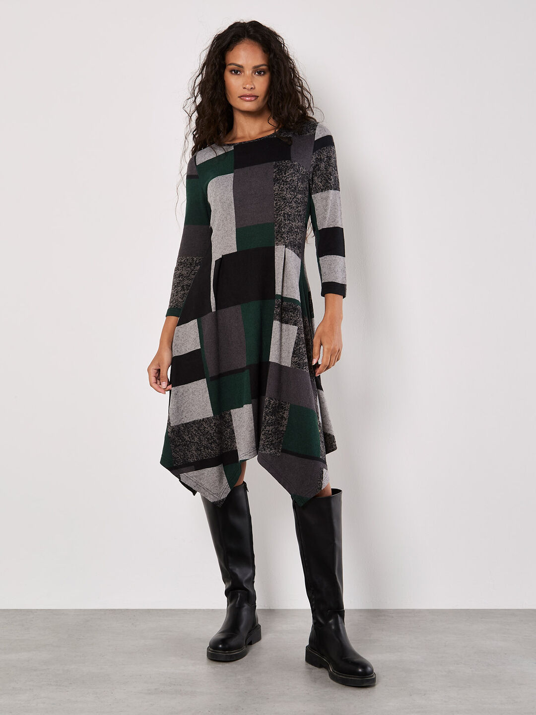 Image of Colour Block Knitted Midi Dress