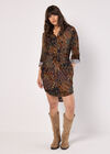 Patchwork Ikat Shirt Mini Dress, Black, large