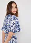 Cotton Floral Print Crop Top, Blue, large