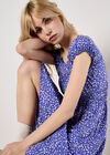 Brush Spot Milkmaid Midi Dress, Purple, large