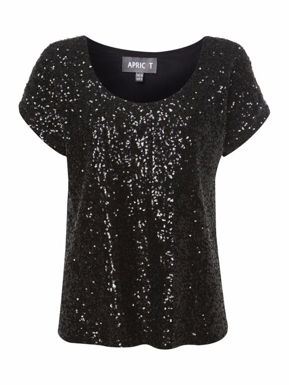 Front Mesh Back Blouse, Black, large