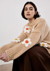 Embroidered Daisy Jumper, Stone, large