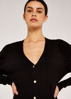 Ribbed Longline Cardigan, Black, large
