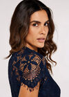 Lace Mini Dress, Navy, large