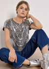 Sequin Crop T-Shirt, Dark Grey - Charcoal, large
