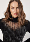 Gemstone Mesh Ribbed Jumper, Black, large