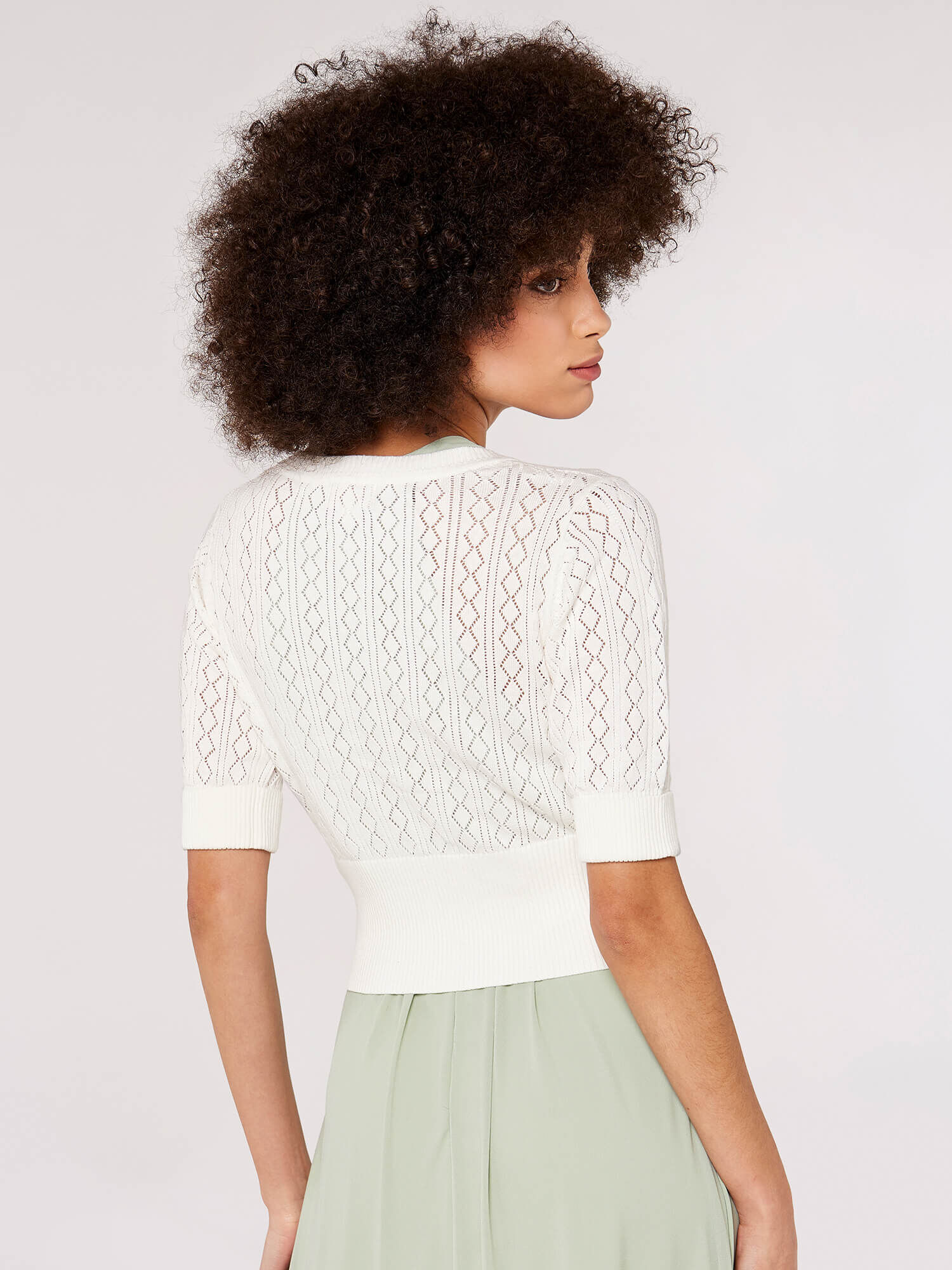 Short sleeve cheap pointelle cardigan