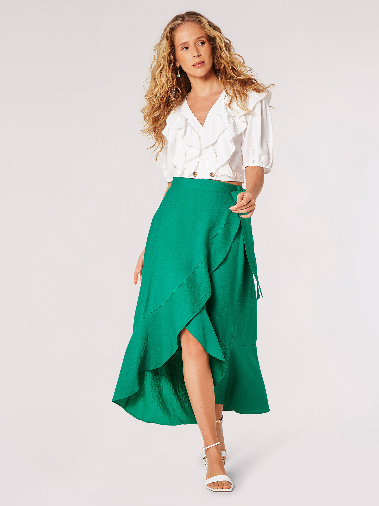 Ruffle Wrap Maxi Skirt | Apricot Clothing