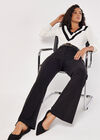 Ponte Seam Detail Straight Leg Trousers, Black, large