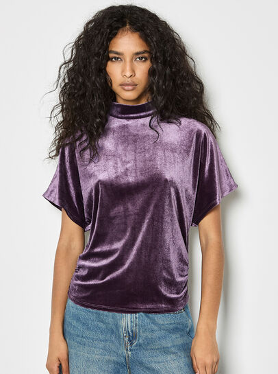 Velvet Ruched Side Top