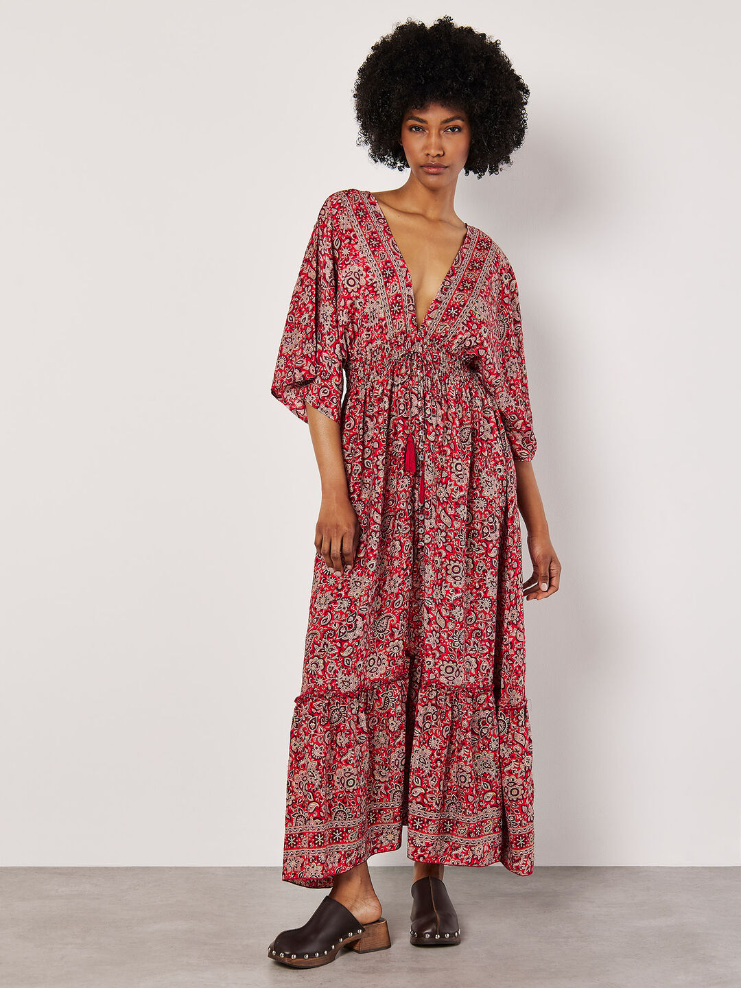 Foil Floral Paisley Satin Maxi Dress