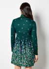 Floral Print Soft Knit Skater Mini Dress, Green, large