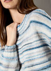 Multicoloured Stripe Soft Jumper, Navy, large