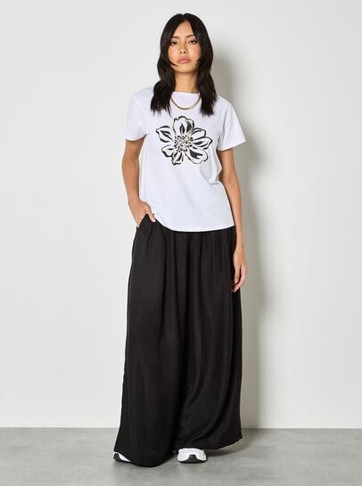 Gold Foil Flower Graphic T-Shirt