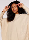 Oversized Knitted Panel Jumper, Stone, large