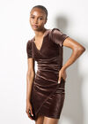 Velvet Ruched Bodycon Mini Dress, Brown, large