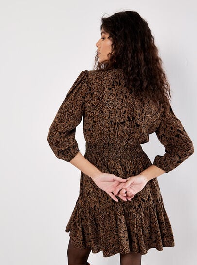 Paisley Ruffle Soft Mini Dress