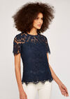  Lace Scallop Edge Top, Navy, large