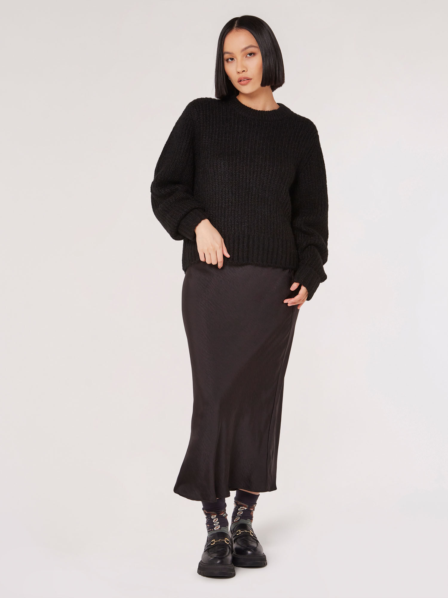 Chunky Knit Boxy Jumper Apricot Clothing