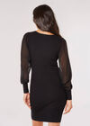 Bodycon Knitted Mini Dress, Black, large