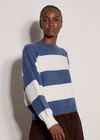 Chunky Knit Stripe Oversized Jumper, Blue, large