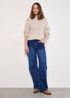 Chunky Cable Knit Jumper, Stone, large