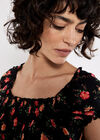 Vintage Rose Milkmaid Midi Dress, Black, large