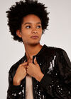 Sequin Bomber Jacket, Black, large